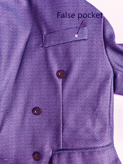 Retro Lapel Collar Herringbone Pattern Double-breasted Blazer SHOWLU FASHION STORE