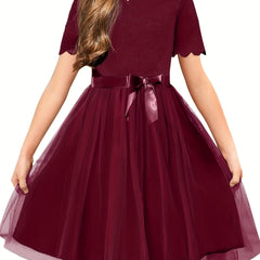 Girls Dress Party Flower Girls' Dress Tutu Fluffy Summer Dresses Belted Wedding Size 3-11 Years