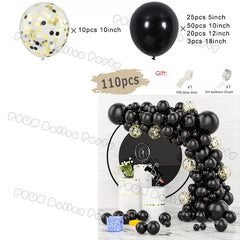 97pcs Black and Gold Balloons Arch Garland Kit Chrome Metal Latex Balloon for Wedding Graduation Birthday Baby Shower Decor Gift - SHOWLU FASHION STORE