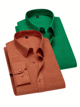 2pcs Artificial Flax Shirts for Men Women, Summer Breathable Mori Style Casual Shirts, Daily Solid Color Business Formal Long Sleeve Button Shirts, Vibrant Colorful Trendy Shirts, Soft Comfortable Lightweight Shirts, Beach We