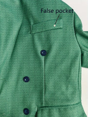 Retro Lapel Collar Herringbone Pattern Double-breasted Blazer SHOWLU FASHION STORE