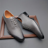 Men's Vintage Solid Color Whole-Cut Oxford Shoes, Comfy Non Slip Rubber Sole Microfiber Upper Formal Shoes, Men's Footwear SHOWLU FASHION STORE