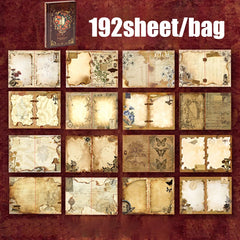 A set of 192 vintage-style stationery sheets featuring various retro designs and aged paper textures for journaling.