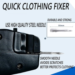 A black handheld clothing fixer tool with a 30mm steel needle attached.
