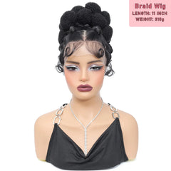 Synthetic Bantu Braided Wigs 11 Inches Full Lace Braided Wig with Baby Hair Afro Short Wigs Knotless Box Braids Wigs for Women SHOWLU FASHION STORE
