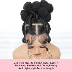 Synthetic Bantu Braided Wigs 11 Inches Full Lace Braided Wig with Baby Hair Afro Short Wigs Knotless Box Braids Wigs for Women SHOWLU FASHION STORE