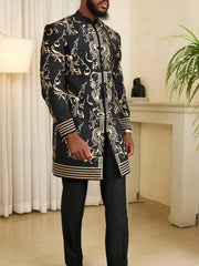 2025 New men's suit, white pocket, 2-piece set, luxury wedding casual suit, traditional African style of ethnic minorities