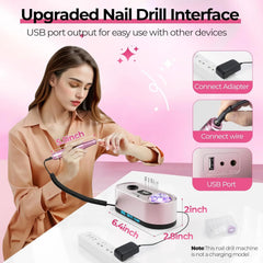 Electric Nail Drill 20W Portable Manicure Machine 12V