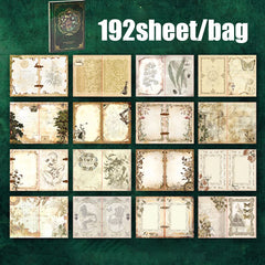 A set of 192 vintage style stationery sheets featuring various botanical and ornate decorative designs.