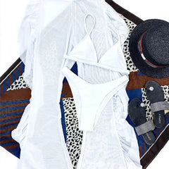 Chic Three - Piece Frill Bikini Set with See - Through Trousers - SHOWLU FASHION STORE