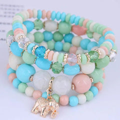 Showlu Fashion Store 0 sky blue-elephant DIEZI Bohemian White Crystal Beads Strand Bracelets For Women Girls Ethnic Tree Of Life Charm Wrap Bracelet Pulseira Feminina