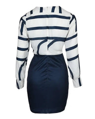 Showlu Fashion Store 50010850 Elegant Slim-Fit Contrast Commuter Dress