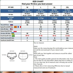 A size chart for women's underwear showing measurements for sizes M through 2XL.