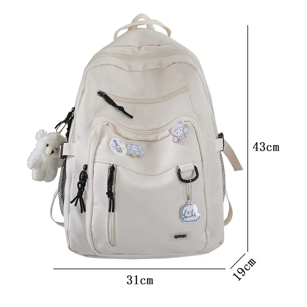 Showlu Fashion Store 0 Fashion Big Student Backpack NEW Badge Rucksack Girls School Bag High Capacity Women Backpack Female Cute Leisure Travel Mochila