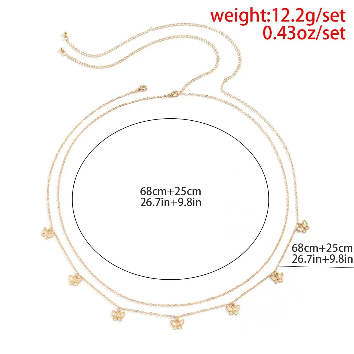 Fashion classic cute butterfly waist chain for women. Simple, thin, sexy body chain jewelry, perfect for summer vacation accessories.