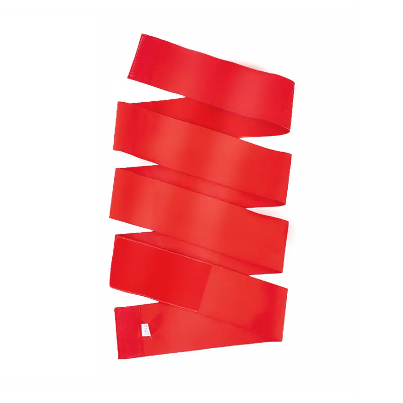 A Fashion Design Quality Detachable Slimming Corset Fitness Shaper Waist Belt Wrap High Compression Waist Trainer is displayed on a white background, with one end featuring a small white tag.