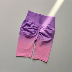 Gradient Fitness Women's High Waist Hip Lift Half Length Cycling Shorts - SHOWLU FASHION STORE