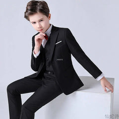 Flower Boys Formal Wedding Suit Kids Prom Party Tuxedo Blazer Children's Day Pinao Performance Costume school uniform 2-14T