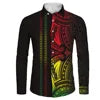 Plus Size Casual Black White Tribal Printing Wholesale Price Polynesian Custom Pattern Mens Shirts Long Sleeve Shirts for Men