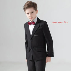 Flower Boys Formal Wedding Suit Kids Prom Party Tuxedo Blazer Children's Day Pinao Performance Costume school uniform 2-14T