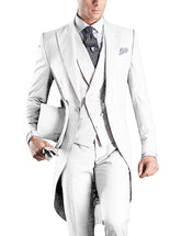 Men Suit 3 pieces Slim Fit British Style Peaked Lapel V Neck Tuxedo Fashion Groomsmen Wedding Suits Men (Blazer+vest+Pants)