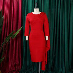D331 Latest Design Solid Color Hip Wrapped African Dresses for Women Clothing Office Dresses Women Formal Work Career Dresses