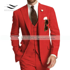 Burgundy Mens Suit 3 Pieces Elegant V Neck Notch Lapel Tuxedo Groomsmen Men Suits for Wedding Suits Men 2019 (Jacket+Vest+Pants)