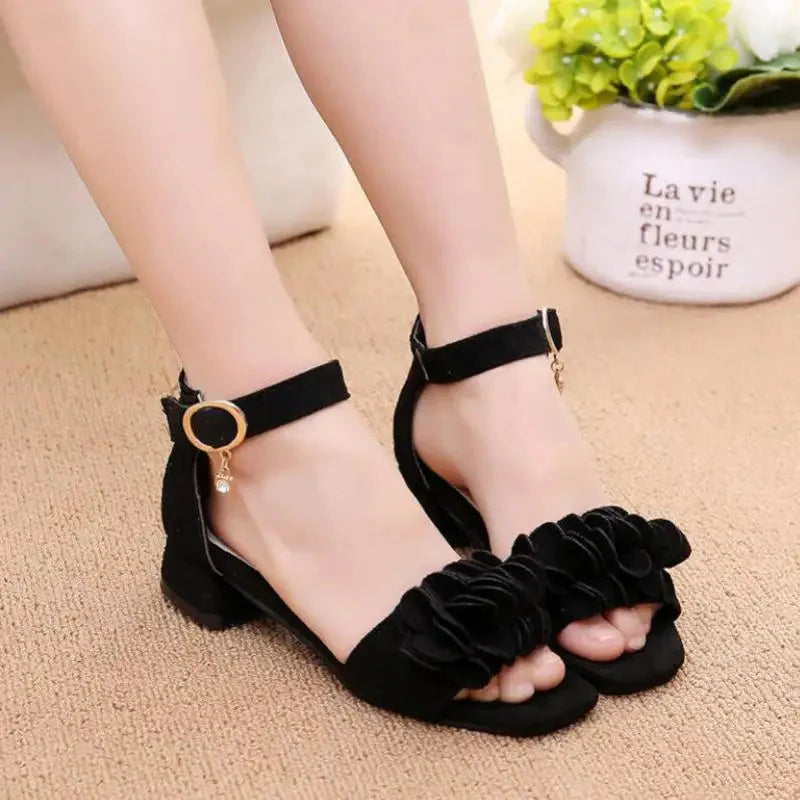 Summer Kids Leather Shoes Girls Wedding Dress Shoes Children Princess Flower Sandals For Girls Casual Dance Shoes Flat Sandals SHOWLU FASHION STORE