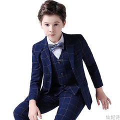 Flower Boys Formal Wedding Suit Kids Prom Party Tuxedo Blazer Children's Day Pinao Performance Costume school uniform 2-14T
