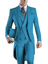 Men Suit 3 pieces Slim Fit British Style Peaked Lapel V Neck Tuxedo Fashion Groomsmen Wedding Suits Men (Blazer+vest+Pants)