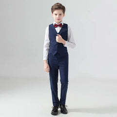 Flower Boys Formal Wedding Suit Kids Prom Party Tuxedo Blazer Children's Day Pinao Performance Costume school uniform 2-14T