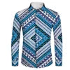 Plus Size Casual Black White Tribal Printing Wholesale Price Polynesian Custom Pattern Mens Shirts Long Sleeve Shirts for Men
