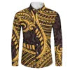 Plus Size Casual Black White Tribal Printing Wholesale Price Polynesian Custom Pattern Mens Shirts Long Sleeve Shirts for Men