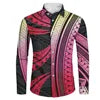 Plus Size Casual Black White Tribal Printing Wholesale Price Polynesian Custom Pattern Mens Shirts Long Sleeve Shirts for Men