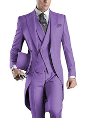 Men Suit 3 pieces Slim Fit British Style Peaked Lapel V Neck Tuxedo Fashion Groomsmen Wedding Suits Men (Blazer+vest+Pants)