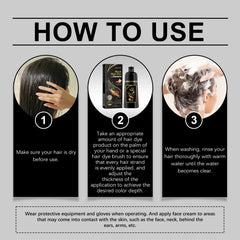 An instructional graphic showing three steps for applying EELHOE color care hair shampoo.