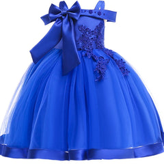 Girls Lace Flower Wedding Princess Kids Party Dress Baby Girls Big Bow Dresses Children Clothing For New Years Christmas Wear