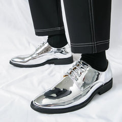37-50 Big Size Men's Mirror Derby Shoe Oxford Business Pointed Toe Lace up Shoe Wedding Dress Shoe
