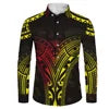Plus Size Casual Black White Tribal Printing Wholesale Price Polynesian Custom Pattern Mens Shirts Long Sleeve Shirts for Men