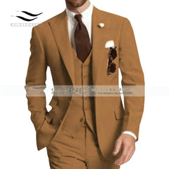 Burgundy Mens Suit 3 Pieces Elegant V Neck Notch Lapel Tuxedo Groomsmen Men Suits for Wedding Suits Men 2019 (Jacket+Vest+Pants)