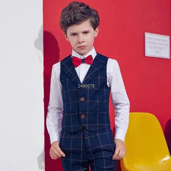 Flower Boys Formal Wedding Suit Kids Prom Party Tuxedo Blazer Children's Day Pinao Performance Costume school uniform 2-14T