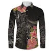Plus Size Casual Black White Tribal Printing Wholesale Price Polynesian Custom Pattern Mens Shirts Long Sleeve Shirts for Men