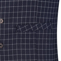 Tweed Mens Navy Business Vest Plaid Slim Fit Tweed Wool Single-breasted Cotton Tuxedos Waistcoat For Formal Wedding Groom