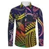 Plus Size Casual Black White Tribal Printing Wholesale Price Polynesian Custom Pattern Mens Shirts Long Sleeve Shirts for Men