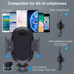 An AUFU gravity car phone holder with adjustable side arms and a retractable bottom support.