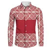 Plus Size Casual Black White Tribal Printing Wholesale Price Polynesian Custom Pattern Mens Shirts Long Sleeve Shirts for Men