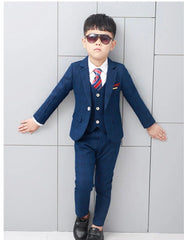 Flower Boys Formal Wedding Suit Kids Japan Style Jacket +Pants+Vest+BowTie 4Pcs Tuxedo Suit Kids Party Host Costume