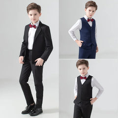 Flower Boys Formal Wedding Suit Kids Prom Party Tuxedo Blazer Children's Day Pinao Performance Costume school uniform 2-14T