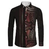 Plus Size Casual Black White Tribal Printing Wholesale Price Polynesian Custom Pattern Mens Shirts Long Sleeve Shirts for Men