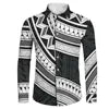 Plus Size Casual Black White Tribal Printing Wholesale Price Polynesian Custom Pattern Mens Shirts Long Sleeve Shirts for Men